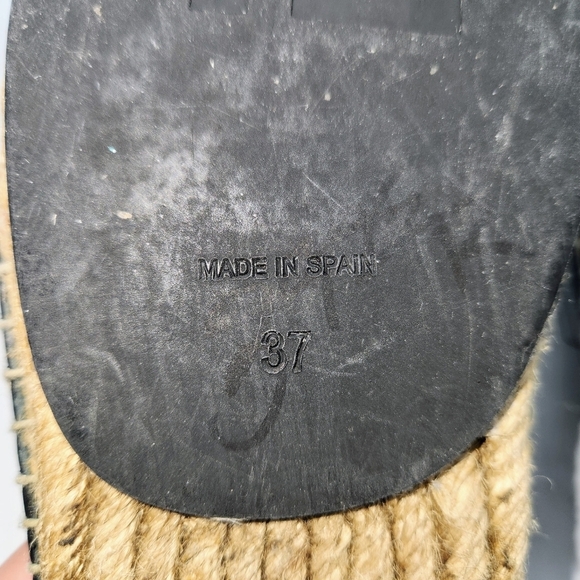 Fendi Leather Black Croc Embossed Cap Toe Junia Espadrilles Flats Size 37 - Picture 3 of 15